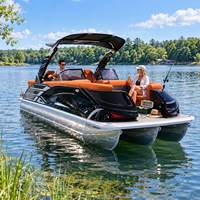 Bateau ponton en aluminium de 22 pieds adapté à différents budgets, pour 12 personnes, avec batterie au plomb-acide 100 Ah et remorque de bateau durable