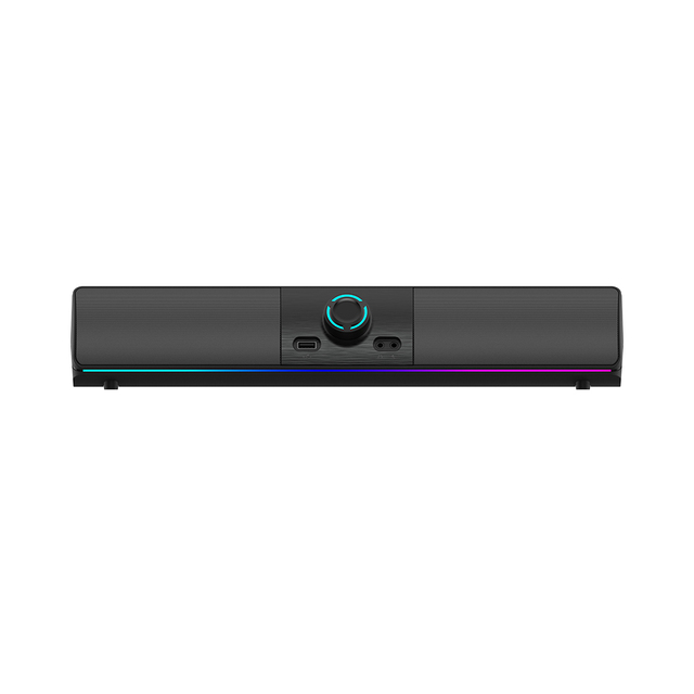 Wireless RGB Light Gaming Speakers USB Powered Bass EQ 4-Level Adjustable Knob 12 Lighting Effects Computer Soundbar Desktop AIO