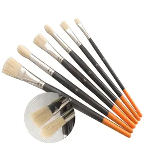 Bristle Hog Hair Watercolor Acrylic Gouache Color Paint Brush For Oil Based Paint For Oil Painting