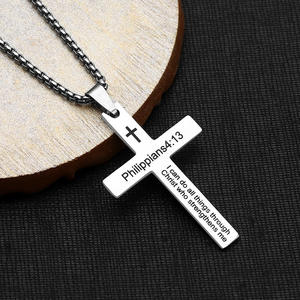 ARNAN personalizable para producto cristiano collar de Cruz de acero inoxidable con colgante de moda de oraciones de oro de la Biblia - Product Image 4