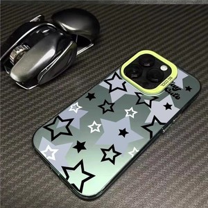 Coreano Negro <span class=keywords><strong>Blanco</strong></span> <span class=keywords><strong>Estrella</strong></span> de cinco puntas para <span class=keywords><strong>IPhone</strong></span> 17 16 15 14 <span class=keywords><strong>13</strong></span> 12 11 Pro Max X XR 7 8 Plus Moda Borde negro Minimalismo - Product Image 4