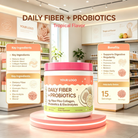 Poudre de fibres quotidienne, probiotiques, collagène, électrolytes, favorisent la digestion, complément alimentaire végétalien sans gluten, étiquette privée OEM