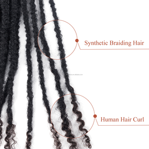 Boho <strong>Box</strong> <strong>Braids</strong> Locs Pre Looped Instant <strong>Dreadlocks</strong> Crochet Hair Synthetic Braiding Hair With Human Hair Curls - Product Image 5