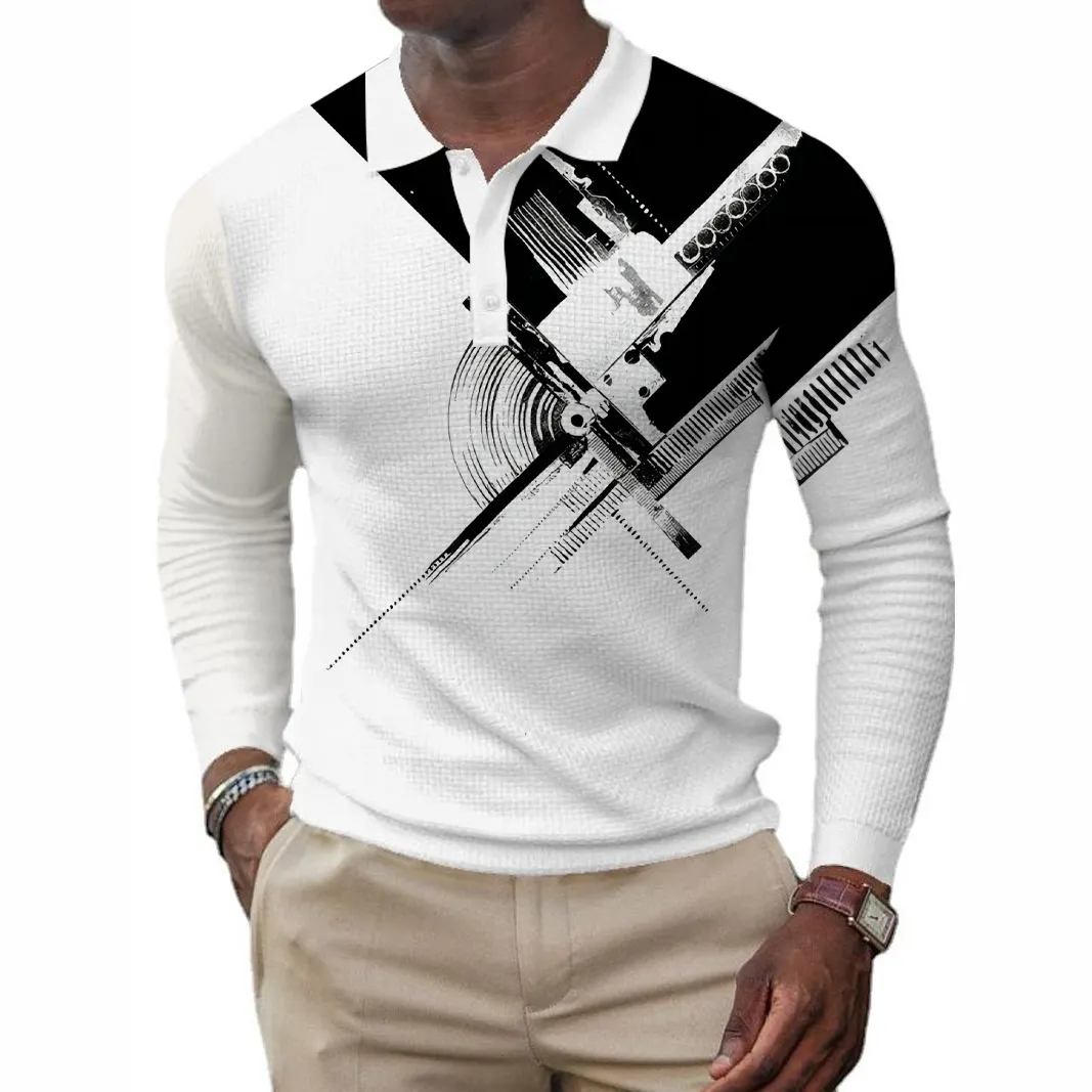 Einfarbig individuell Herren langärmelig Golf Polos gestrickt T-Shirts Polo-Shirts für Herrenhemden