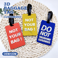 Etiquette de bagage créative en caoutchouc souple PVC motif lettre de voyage dessin animé mignon pour carte d'embarquement