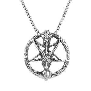 Yunnique – collier avec pendentif tête de crâne en argent tibétain, bijoux ronds pour hommes, design tête de mouton, chaîne en acier inoxydable, 60cm - Product Image 5