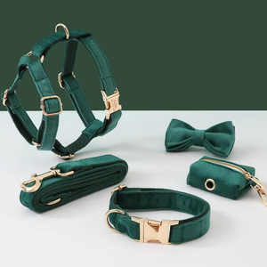 <span class=keywords><strong>Collar</strong></span> de correa de perro de lujo de terciopelo personalizado entrenamiento de mascotas caminar arnés de perro ajustable conjunto de Correa y <span class=keywords><strong>collar</strong></span> conjunto - Product Image 3
