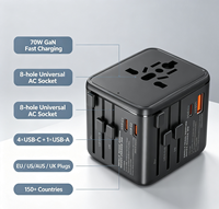 Uluslararası Seyahat Güç Adaptörü Evrensel Dönüştürücü 1*USB + 4*Tip C 45W/70W GaN Hızlı Şarj Cihazı 10A Çok Fonksiyonlu Priz