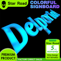 Personnages lumineux colorés Star Road, logo mural de fond, panneau de porte 3D coloré, signalisation extérieure personnalisée