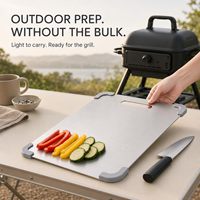 Keuken antislip titanium snijplank met siliconen hoeken 2,0 mm dik SS304 snijplank multi-formaat metalen snijblokken