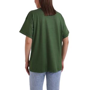 Venta caliente de las mujeres Casual Slim Fit cómoda Camiseta corta Sexy transpirable suave cuello redondo con decoración de logotipo Exportar a BD - Product Image 2