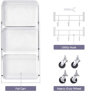Multifunctionele Keuken 3-laags Metalen <span class=keywords><strong>Trolley</strong></span> Opvouwbare Kruidenierswinkelwagen Beweegbare Opslag Metalen Hulpprogramma Opvouwbare Rollende Hulpprogramma Karren - Product Image 5