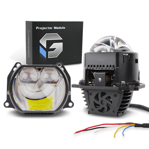 12V de alta potencia blanco brillante faros de coche 3,0 doble láser LED proyector lente 130W 3 pulgadas matriz láser <span class=keywords><strong>Bi</strong></span> lente 6000K - Product Image 1
