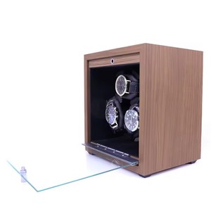 Boîte remontoir <span class=keywords><strong>de</strong></span> montres automatique en bois <span class=keywords><strong>de</strong></span> noyer à 3 emplacements, étui en PU avec 3 coussinets, vente en gros, étui <span class=keywords><strong>de</strong></span> rangement rotatif pour montres - Product Image 3