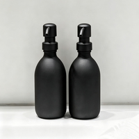 Offre Spéciale 10oz 16oz 32oz Shampooing rond de luxe noir mat Distributeur de savon moussant pour les mains Bouteille en verre avec pompe