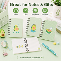 Ensemble de mini-carnets spirales, couverture verte motif avocat, 4 designs, compact, portable, OEM ODM, logo personnalisé, approvisionnement en gros
