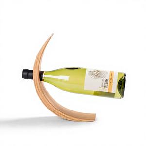 Meuble à vin moderne multifonctionnel en bambou, type colonne, pour décoration naturelle, avec présentoirs et support de rangement pour bouteille de vin individuelle - Product Image 1