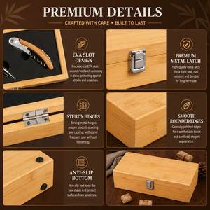 Sacacorchos de Vino de Bambú y Madera de Lujo Personalizado con Logotipo, Juego de Accesorios con Caja de Regalo - Product Image 2