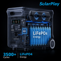 Station d'alimentation portable Solarplay 3840Wh, générateur solaire 3600W, charge rapide AC, alimentation de secours pour la maison en UE
