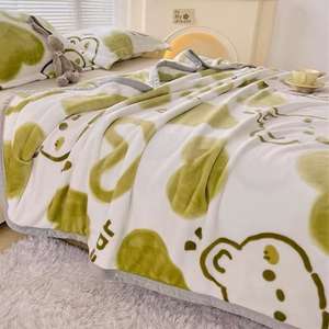 Venta al por mayor 100% de poliéster personalizado impreso tela de franela mantas de cama de invierno con patrón sólido de punto técnica - Product Image 2
