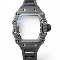 Orologio Meccanico Automatico di Lusso 1201 con Tourbillon, in Fibra di Carbonio Nera con Cinturino in Gomma Personalizzato