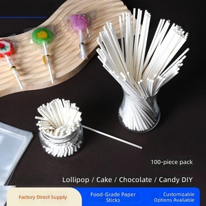 Bâtonnets en papier solides pour sucettes et barbes à papa, longueurs 7cm, 10cm, 15cm, 20cm, 25cm, personnalisables - Product Image 2