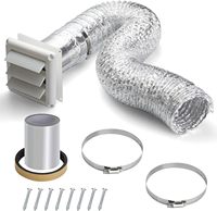 Kit de ventilation pour sèche-linge, tuyau/raccord de conduit/plaque murale, 4 pouces, matière plastique, 5,25 pieds de long, montage mural pour la ventilation de la salle de bain