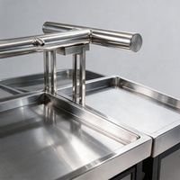 Commerciële zware-duty roestvrijstalen dubbelzijdige food grade 304 supermarkt rek antislip waterdichte modulaire fruitdisplay