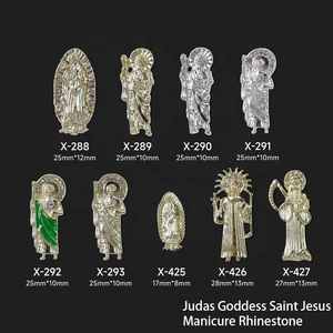 เครื่องประดับเล็บคริสตัลติดเพชรทำจากโลหะ3D ของจูดาสเทพธิดานักบุญพระเยซูทำเล็บประดับพลอยเทียมสำหรับตกแต่งเล็บ - Product Image 5