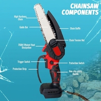 Scie à chaîne électrique sans fil 20V avec moteur sans balais et batterie lithium-ion, outil de jardinage industriel portable de 6 et 8 pouces pour la coupe du bois