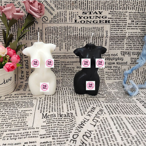 Vela Aromática con Forma de Cuerpo Humano, Cera de Soya, Pequeña 6.5x9.5cm, Grande 7.5x12cm, Blanco Lechoso, Negro, Accesorio Artístico para Fotografía - Product Image 1