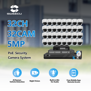 GWSECU 32 채널 5Mp Cctv 카메라 시스템 4k 32 카메라 IK10 파손 방지 돔 SMD AI 얼굴 감지 홈 비즈니스 감시 - Product Image 2