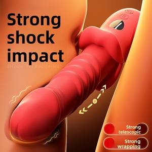 Tongkat teleskopik silikon wanita, dapat diisi ulang tahan air mainan seks dewasa pijat lemak <span class=keywords><strong>Dildo</strong></span> tongkat getar mulut besar - Product Image 4