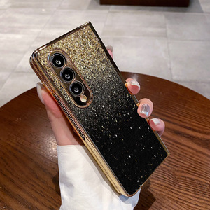 Étui de téléphone <span class=keywords><strong>Samsung</strong></span> Zfold6/5 SP050, Z4 <span class=keywords><strong>Z3</strong></span>, nouveau W23/24, dégradé doré scintillant, ultra-fin, <span class=keywords><strong>coque</strong></span> rigide - Product Image 1