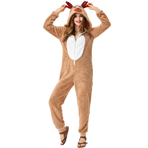 Pyjama combinaison en polyester pour <span class=keywords><strong>femme</strong></span> adulte, costume de cosplay de <span class=keywords><strong>renne</strong></span> de Noël pour fête, inspiré de dessins animés et films - Product Image 6