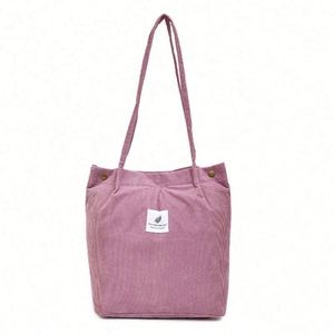 Bolsa de Hombro de Pana Gruesa a la Moda, Bolsa de Compras Reutilizable para Mujer - Product Image 1