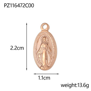 D651 Manna Religious Stainless Steel Charms Cross Goddess Virgin <strong>Mary</strong> Portrait Pendants for Children's Jewelry Making - Product Image 2