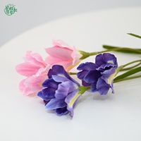 Fleurs d'iris artificielles de luxe au toucher réel, 59 cm, blanc et violet, pour la décoration de la maison, de mariages et de remises de diplômes, en soie réaliste, vente en gros