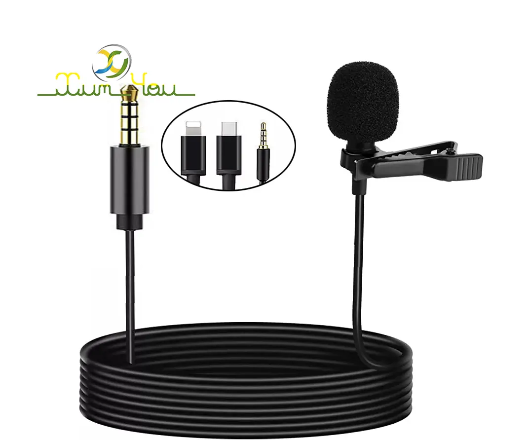 Lavalier Microphone Lighting Type C 3.5mm Jack Interface Mic Recording Lapel Collar Stylish Mini Throat Microphone