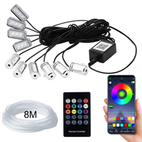 Bande lumineuse LED RGB pour l'intérieur de la voiture, fil néon, lumière ambiante en fibre optique, lumière d'ambiance sans fil avec contrôle par application pour la décoration de la voiture