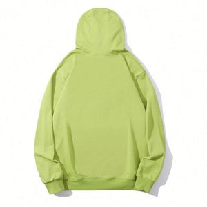 Sweat-shirts personnalisés pour hommes à manches longues, 10 MOQ, 280 g/m², vert fluo, 80 % coton, lettres en relief, avec patchwork, taille XXXXL - Product Image 1