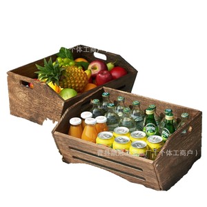 Panier de rangement rectangulaire en bois rétro fait main pour le stockage des aliments - Product Image 5