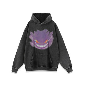 700 Tipos de <span class=keywords><strong>Sudaderas</strong></span> con Capucha, Sudadera de Algodón Negro Grueso, Lavado Ácido, Diseño Gráfico Vintage de Pokémon, Camiseta de Anime para Hombre - Product Image 4