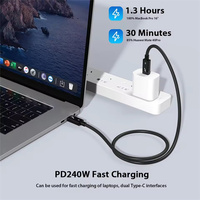 PD 240W Tipo C Thunderbolt5 Cable de carga rápida 80gbps USB C Cable de transmisión de alta velocidad HD 16K Cable de video de función completa