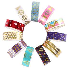 Cinta Adhesiva <span class=keywords><strong>de</strong></span> <span class=keywords><strong>Papel</strong></span> Impresa al por Mayor <span class=keywords><strong>de</strong></span> Proveedores Chinos 2024, Diseña Tu Propio Logotipo, Cinta Washi Personalizada Impermeable con Lámina Dorada - Product Image 2