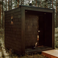 Sauna extérieur moderne en bois de cèdre rouge massif avec portes et fenêtres en verre pour 2 à 4 personnes, équipé d'un poêle à sauna