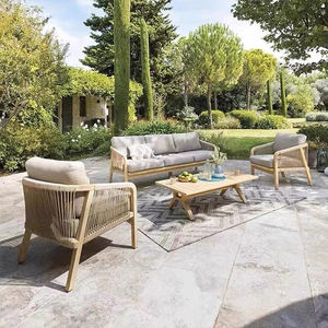 Muebles de <span class=keywords><strong>jardín</strong></span> modernos Resistencia a la intemperie Villa Pastoral Cuerda tejida Sofá de teca Impermeable Patio Sofá al aire libre Fabricante - Product Image 2