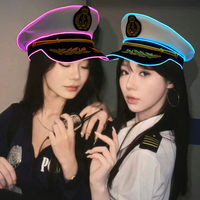 Grappige Party LED Marine Hoed Mannen Vrouwen Valentijn Cosplay Kostuum Gloeiende Kapitein Hoed Oplichtende Matrozenhoed Bar Nachtclub Hoofddeksels