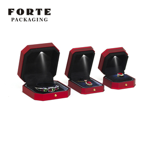 FORTE Factory Customized Red <b>Led</b> Simple Plastic Jewelry Box Set Earrings Necklace Ring Box Jade Packaging <b>Spot</b> Wholesale - Product Image 6