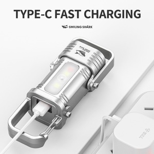 Smiling Shark Mini Portable Keychain Light USB <b>Rechargeable</b> COB Outdoor Camping <b>Flashlight</b> - Product Image 3